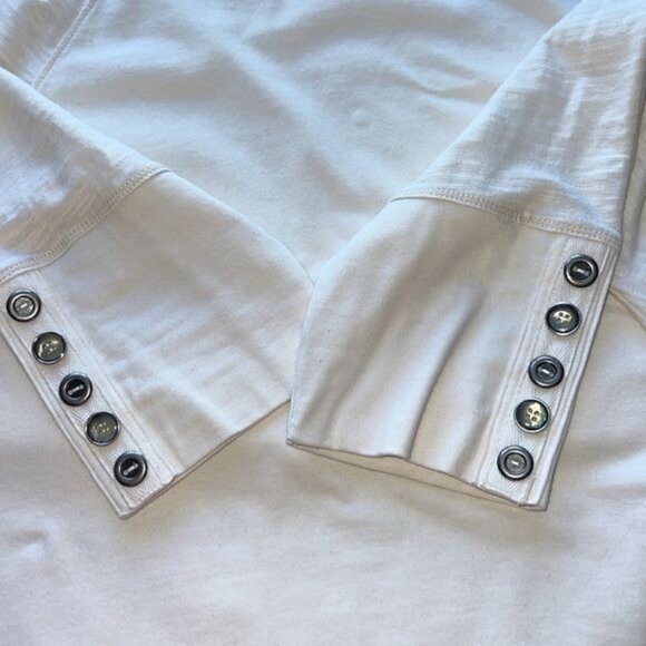 Neon Buddha 3/4 Sleeve White Top Womens Size L w/ Button Detail Cotton Blend - Picture 4 of 6
